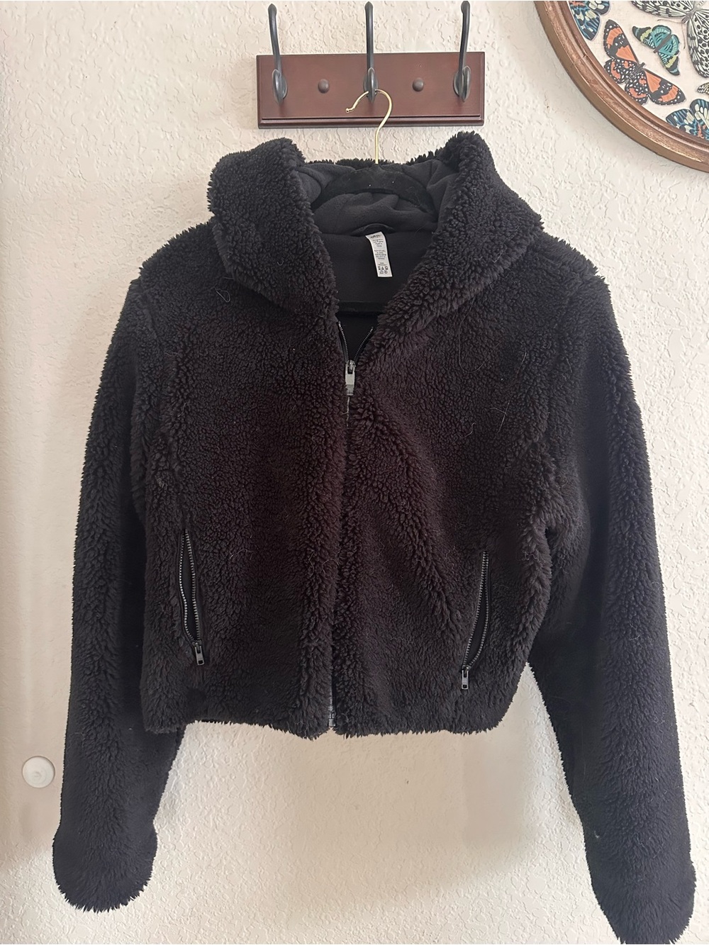 Alo Women's Black Sherpa Zip-Up Jacket